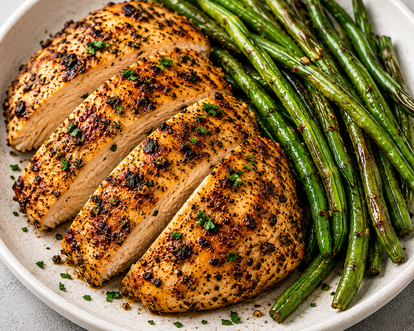 Recipe Name: Herb Roasted Chicken with Green Beans