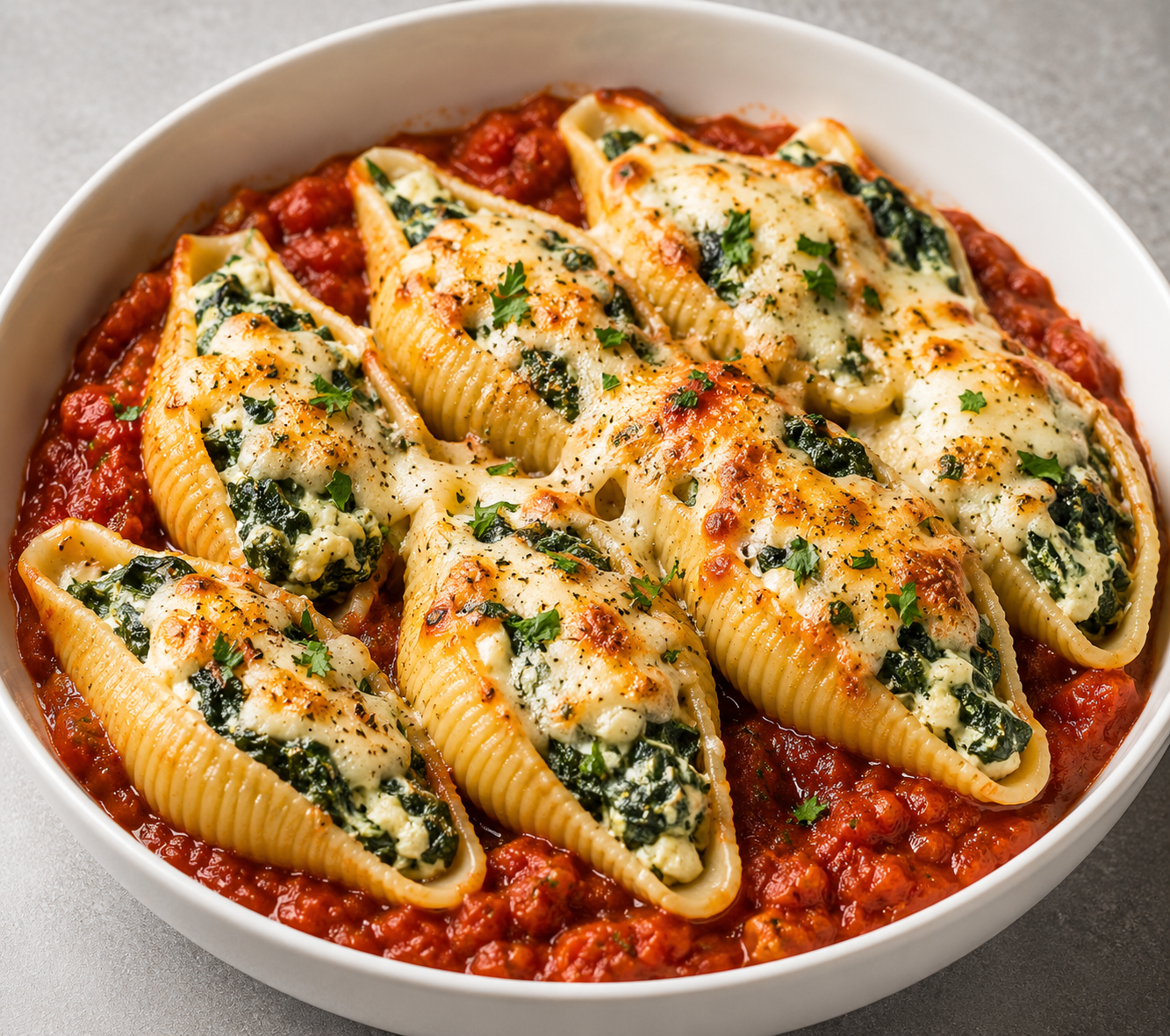 Recipe Name: Spinach Ricotta Stuffed Pasta Shells