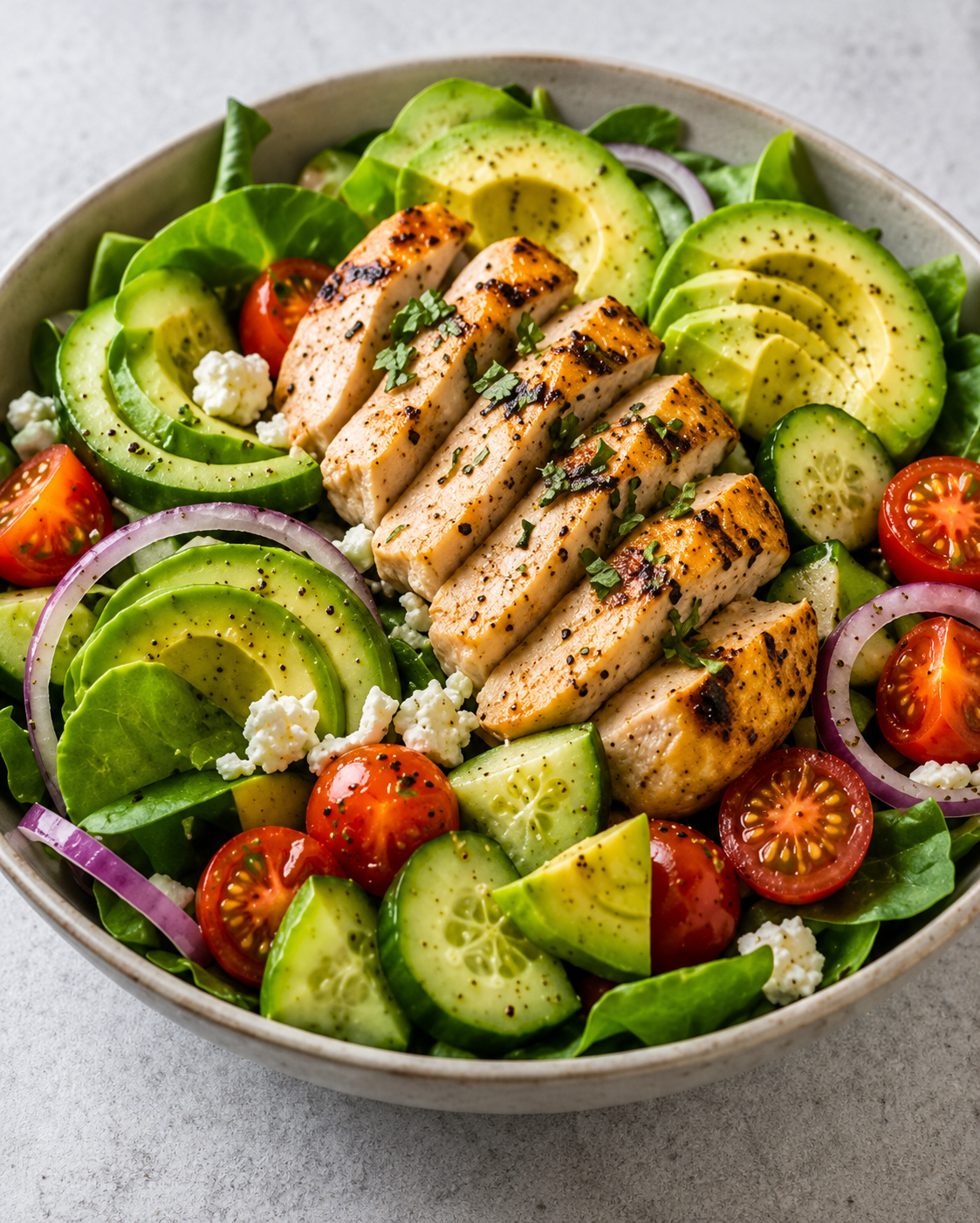 Recipe Name: Chicken Avocado Power Salad