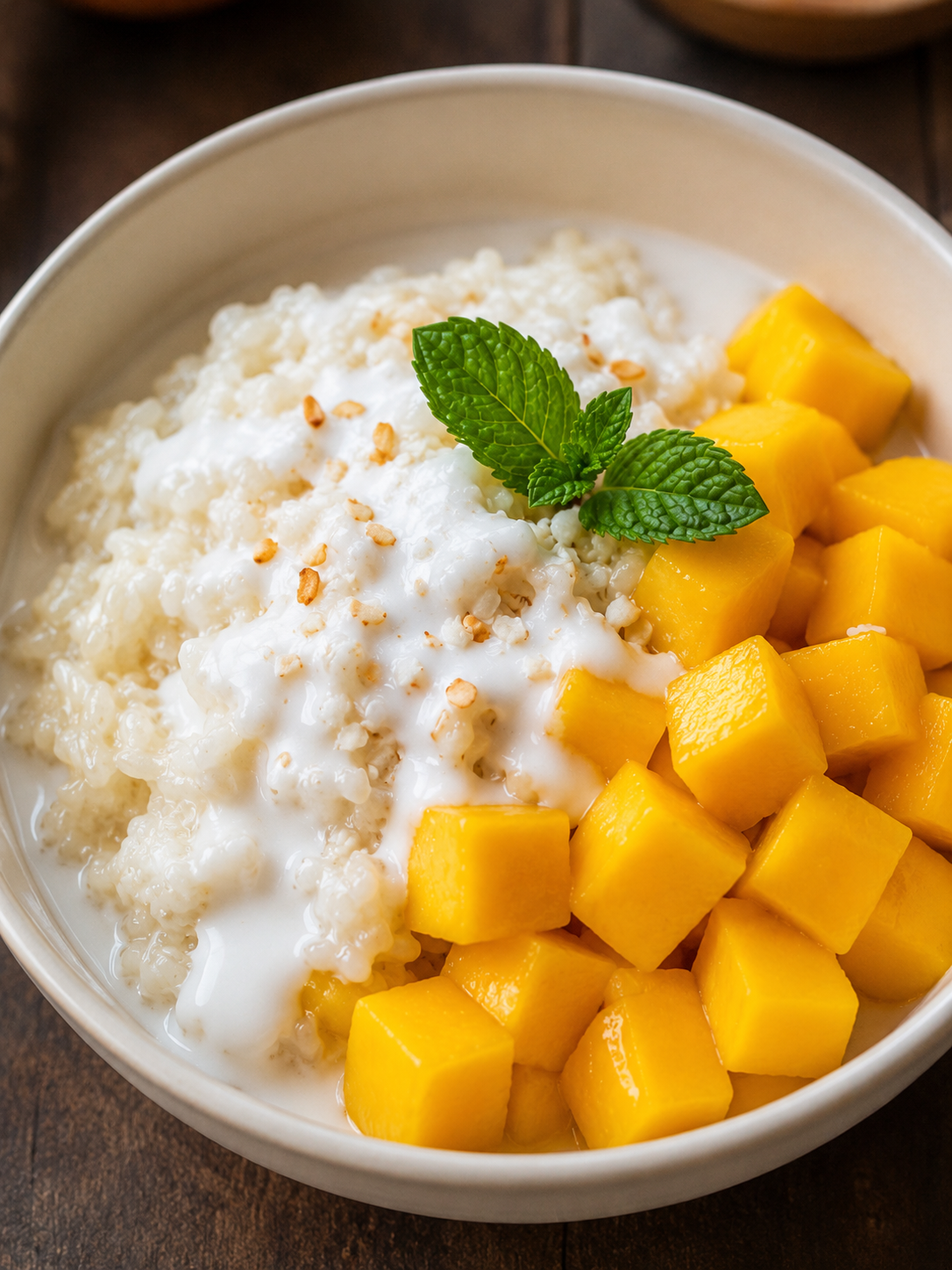 Recipe Name: Coconut Mango Sticky Rice Bowl