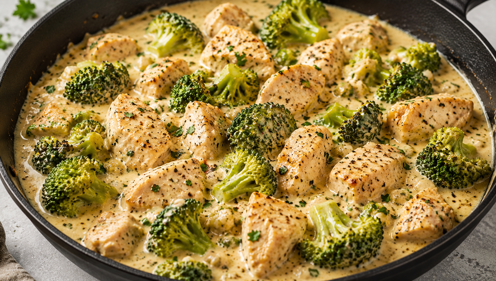 Recipe Name: Creamy Chicken Broccoli Skillet