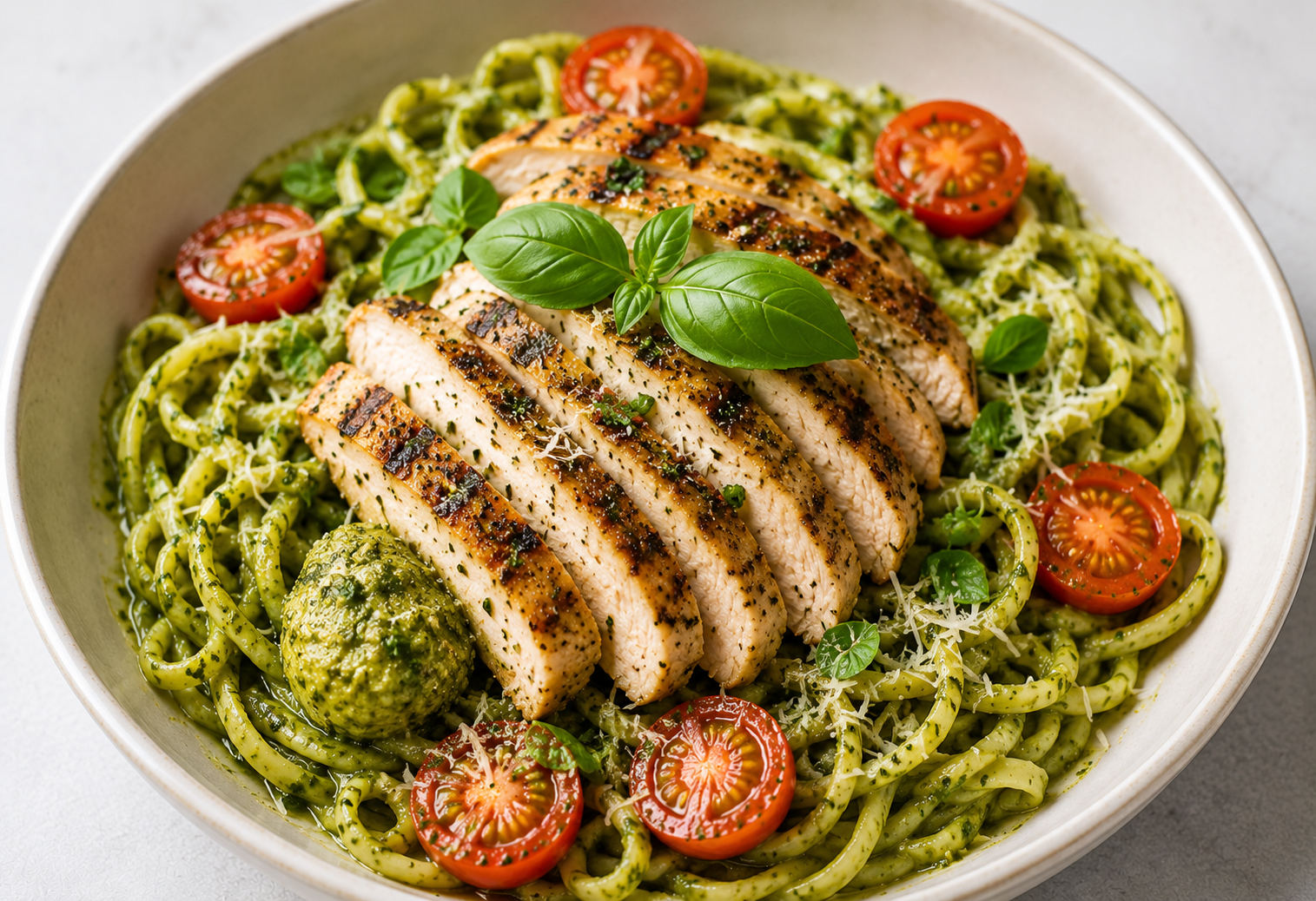 Recipe Name: Pesto Chicken Zucchini Noodles
