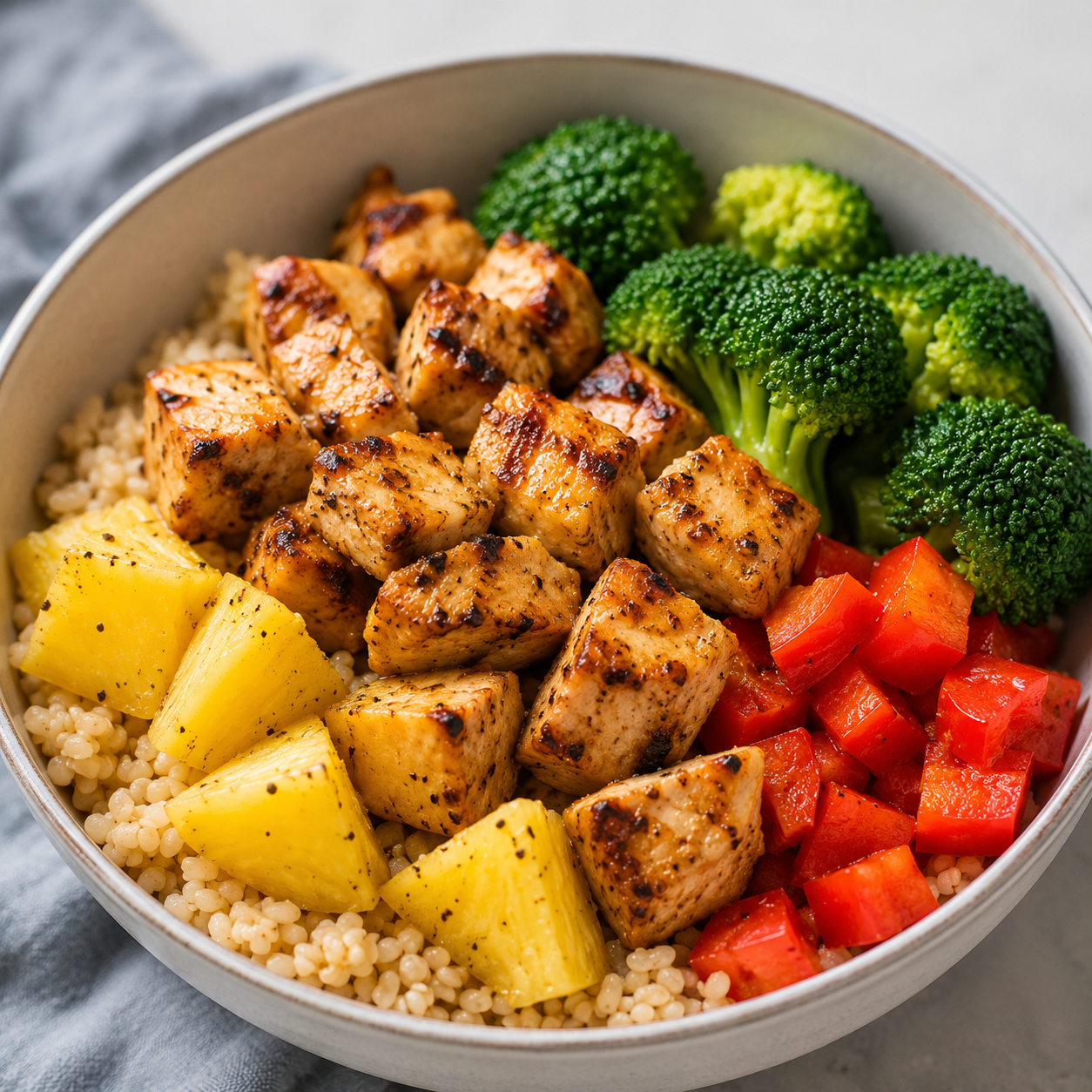Recipe Name: Pineapple Chicken Brown Rice Bowl